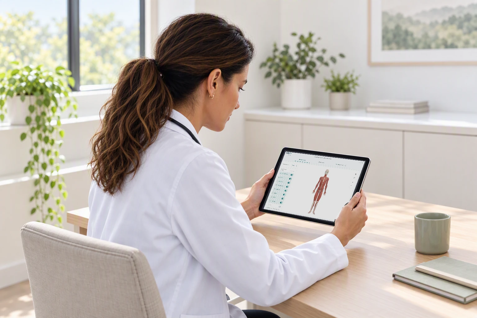 Conceptual view of a clinician exploring a patient's biological context