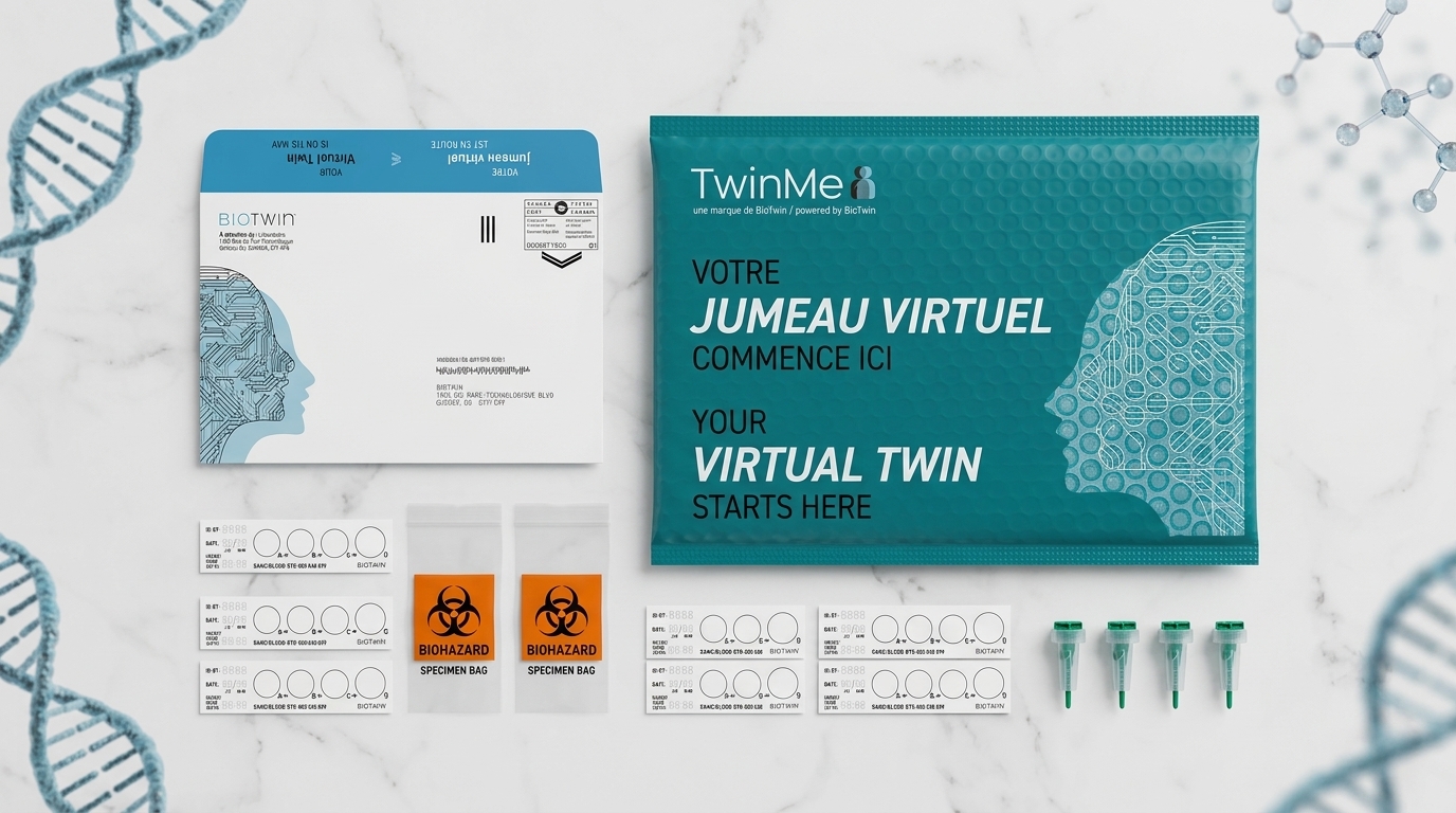 BioTwin at-home blood collection kit — 5 DBS cards, lancets, biohazard bags, prepaid return envelope