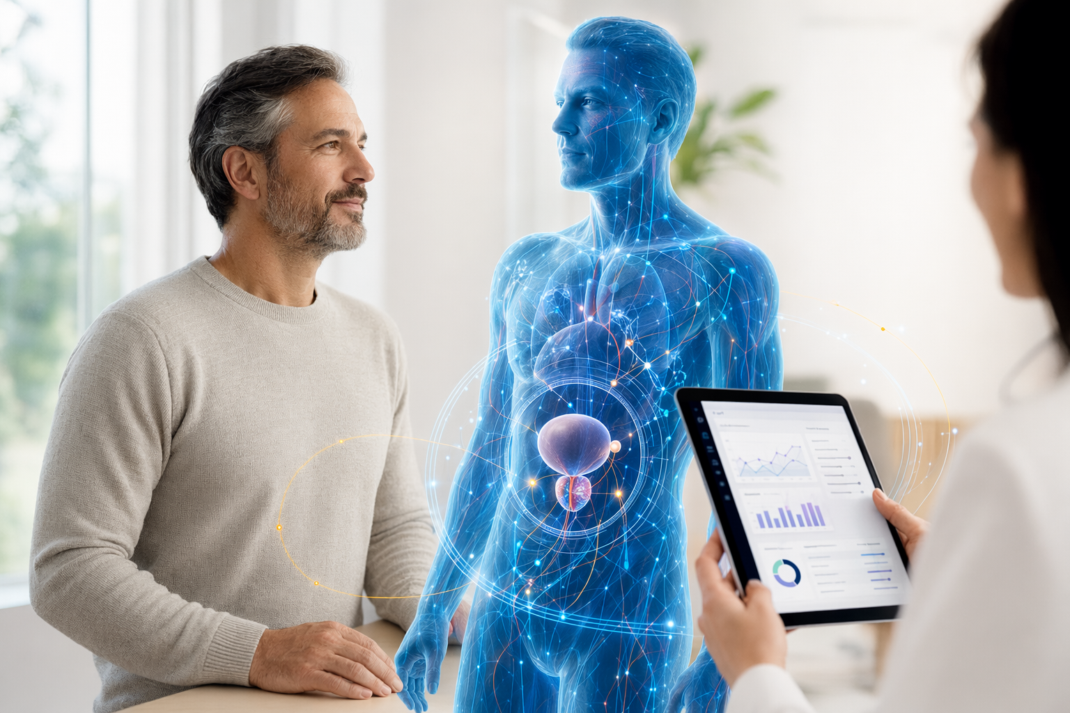 Visuel du patient, du professionnel de la santé et du jumeau virtuel