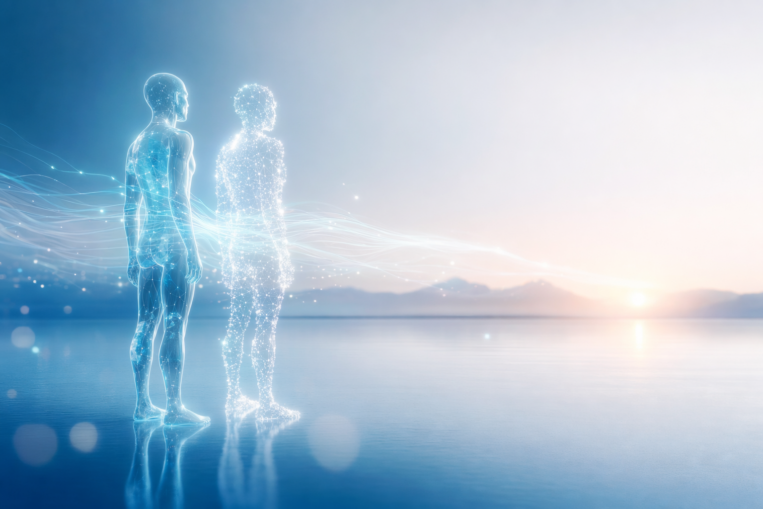 A person beside their virtual health twin